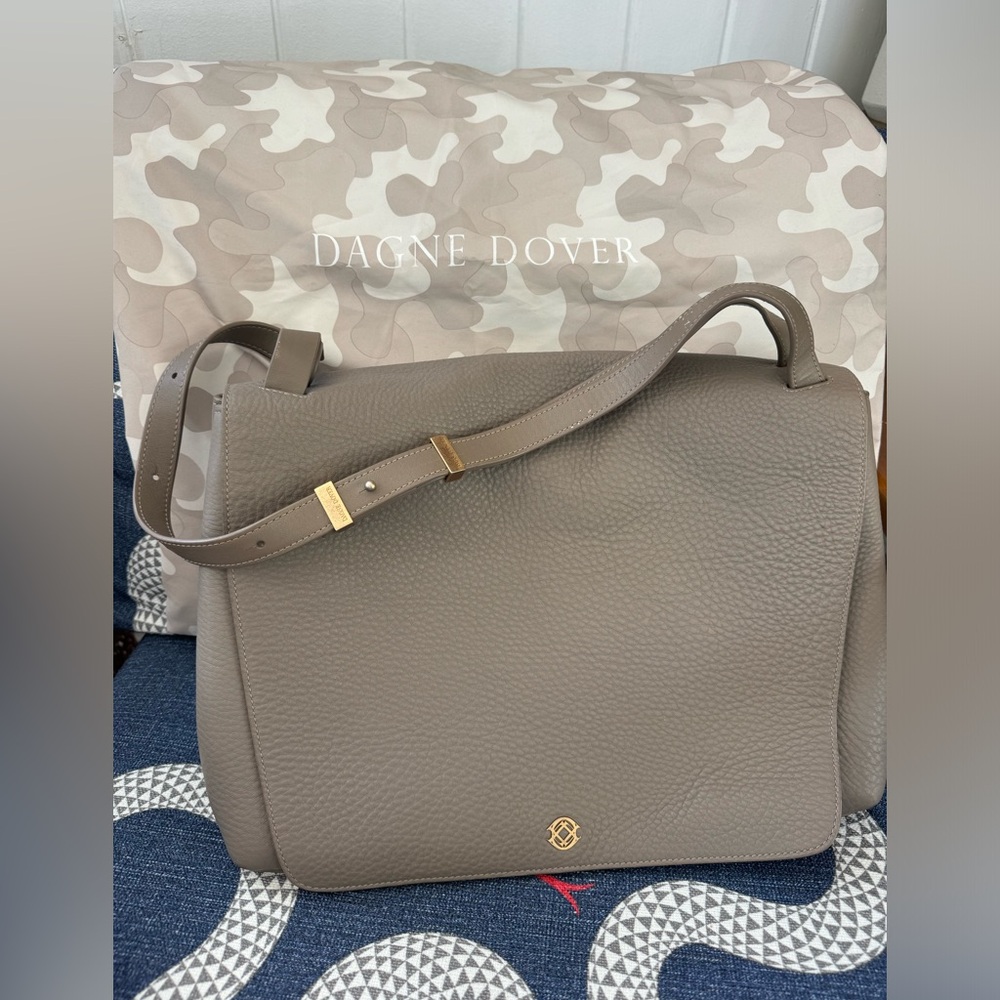 Dagne Dover grey leather laptop work or travel purse